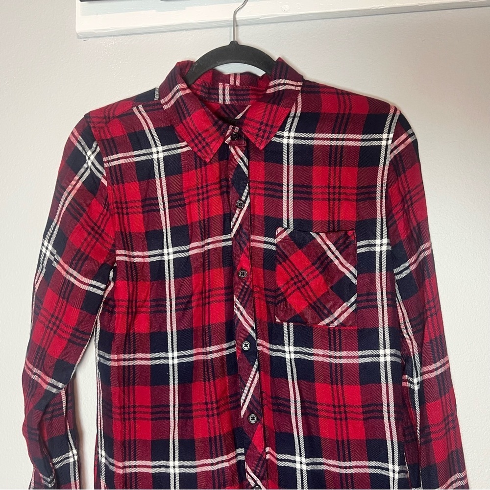 Rails Hunter Plaid Button Up Shirt Cherry Navy White Size XS Soft - Picture 7 of 12